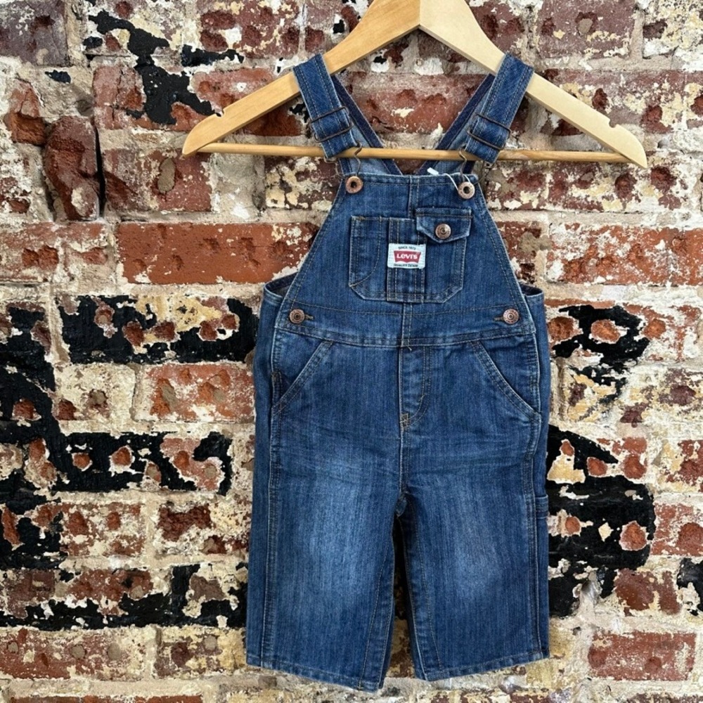 Levi's Jean Denim Overall Bibs Kids 12M Farm Work Toddlers Blue